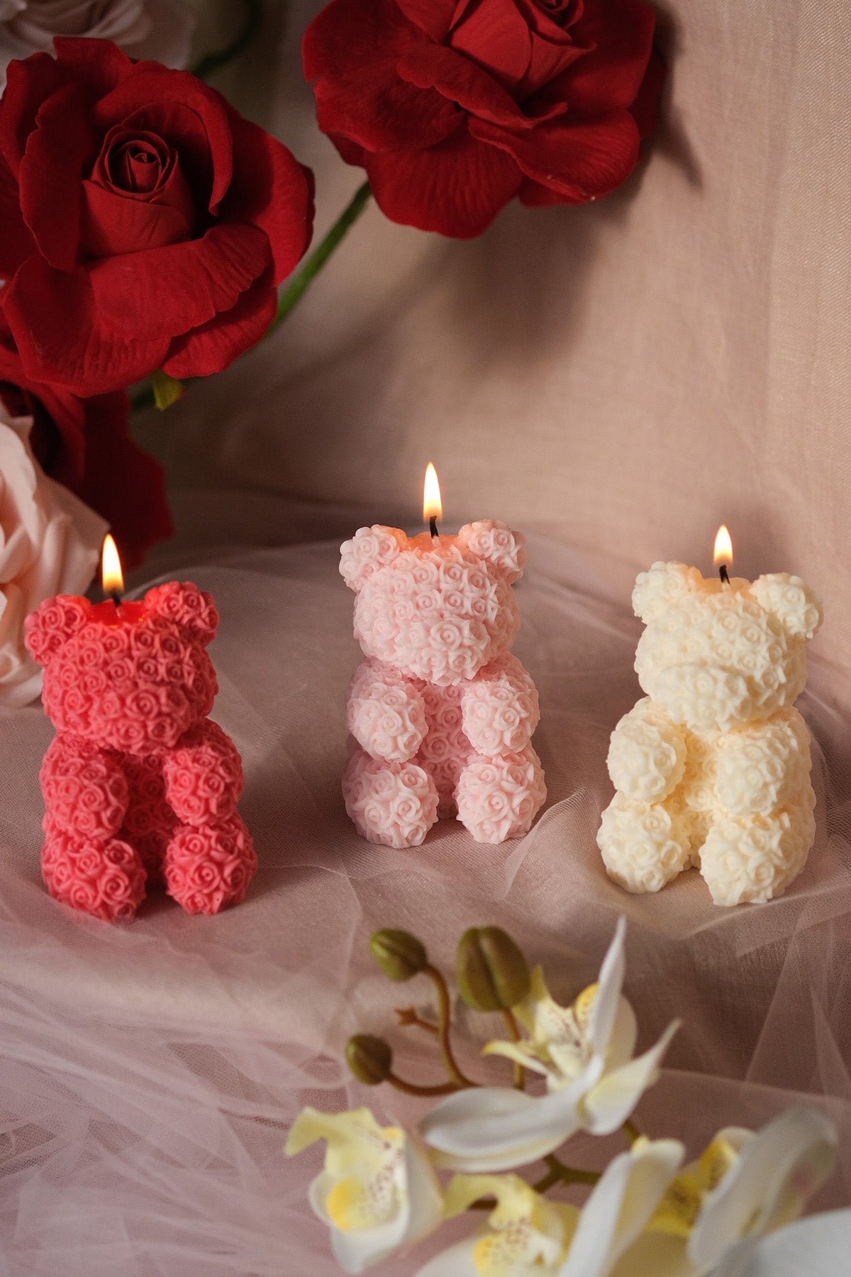 Teddy Bear Rose Candle