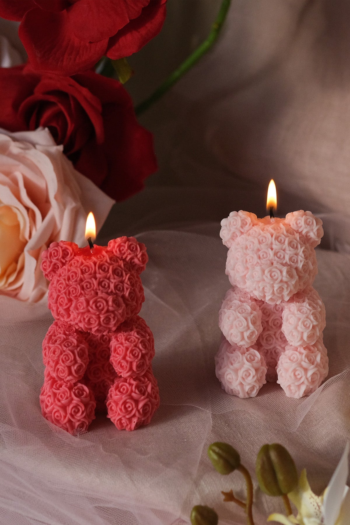 Teddy Bear Rose Candle