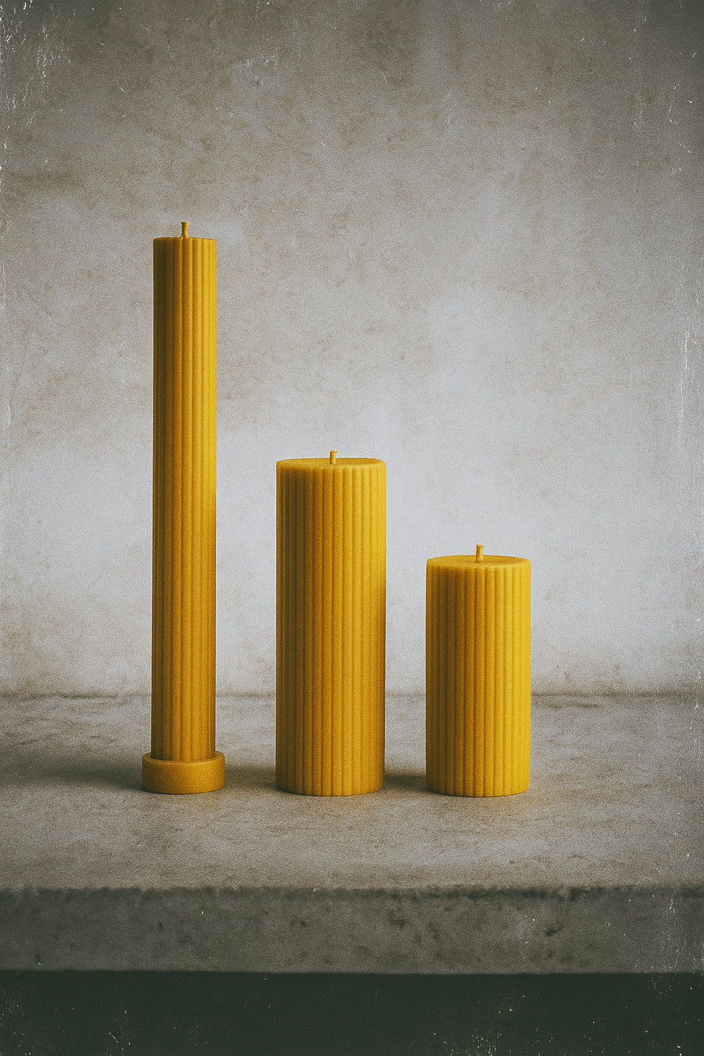 Set of 3 Cylinder Shaped Beeswax Candles