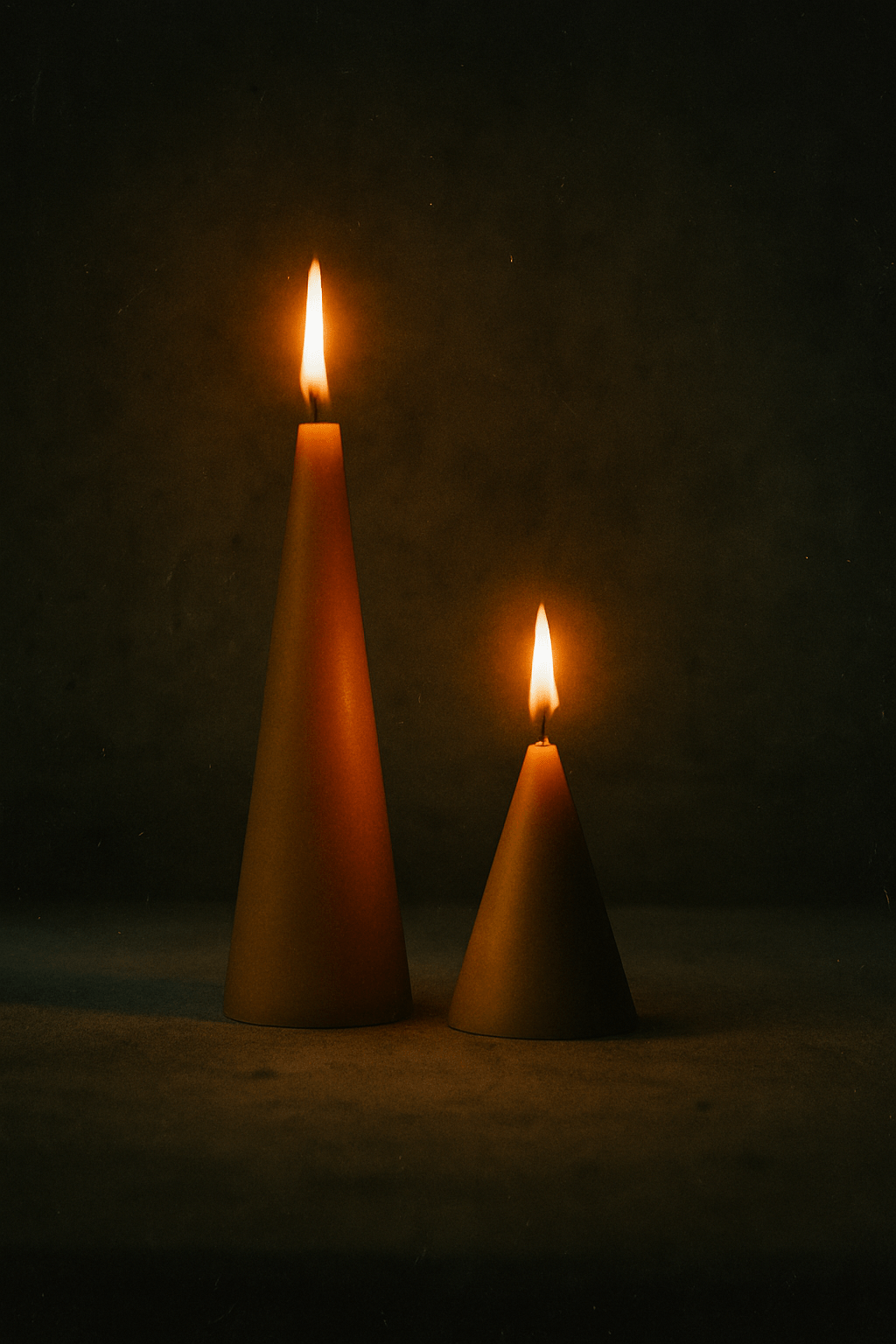 Set of 2 Cone Shaped Beeswax Candles