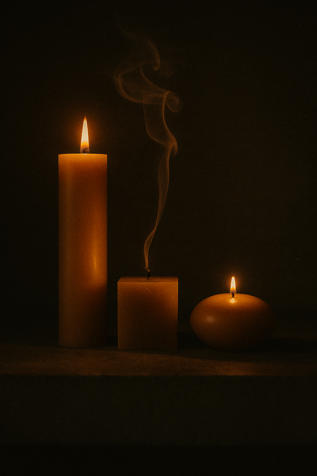 Set of 3 Geometric Shaped Beeswax Cones