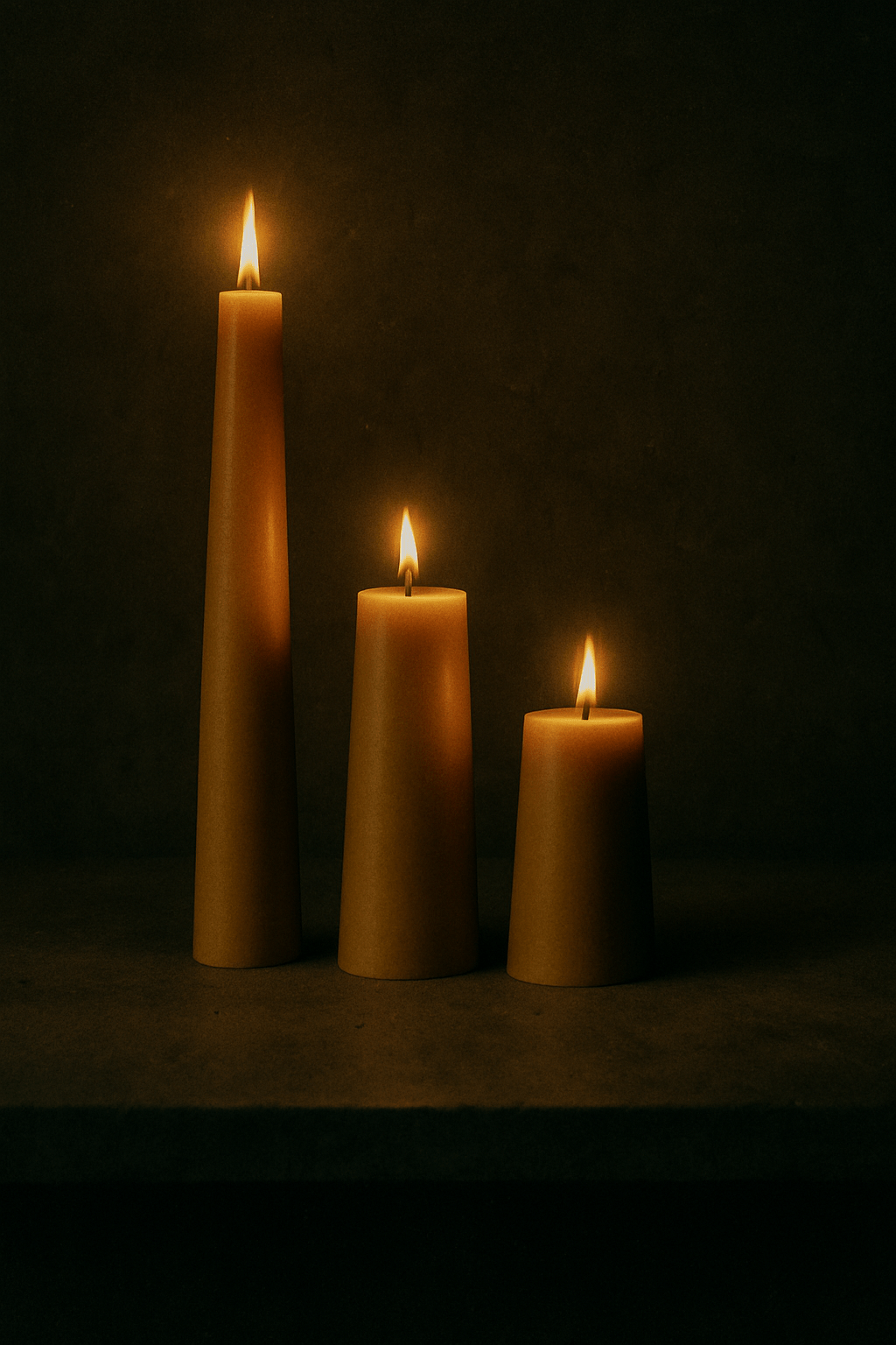 Set of 3 Pillared Shaped Beeswax Candles